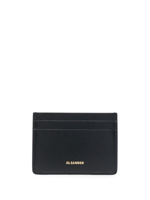 Jil Sander porte-cartes en cuir à logo lettre - Noir