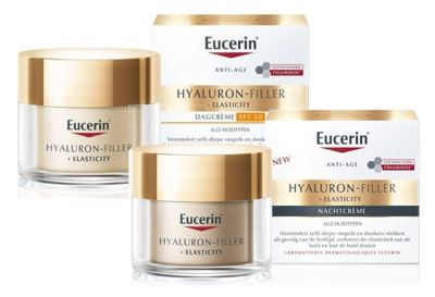 Eucerin Hyaluron-Filler Huidverzorgingsset - Elasticity Dagcrème SPF30 en Nachtcrème - Eucerin Hyaluron-Filler Huidverzorgingsset - Elasticity Dagcrème SPF30 en Nachtcrème -