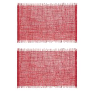 Set van 6x stuks placemats uni rood jute 45 x 30 cm