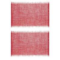 Set van 6x stuks placemats uni rood jute 45 x 30 cm