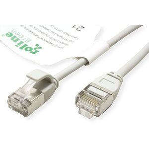 ROLINE GREEN F/UTP DataCenter Patchkabel Cat.6A (Class EA), LSOH, extra dun, grijs, 0,15 m