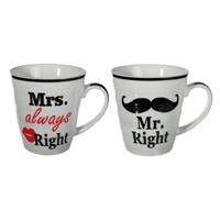 Koffiebeker set - Mr Right en Mrs Always Right - koffiemok Koffiebeker set - Mr Right en Mrs Always Right - koffiemok