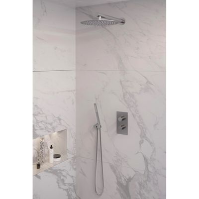 Inbouw Regendouche Set Brauer Brushed Edition Wanduitloop Ronde Hoofddouche 30 cm Met Handdouche 3 Standen RVS Look Brauer