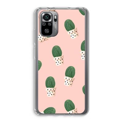 Cactusprint roze: Xiaomi Redmi Note 10S Transparant Hoesje