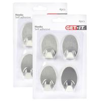 Excellent Houseware ophang haakjes - zelfklevend - 16x stuks - keuken - badkamer - rvs - D3.5 cm