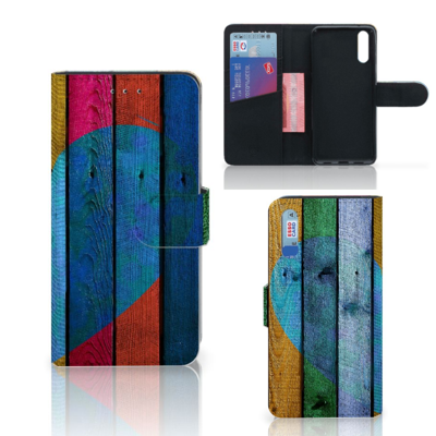 Huawei P20 | Book Style Case | Wood Heart - Cadeau voor je Vriend