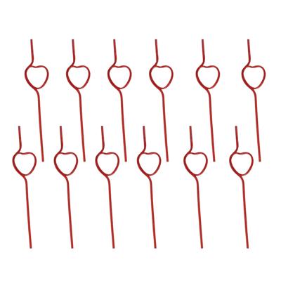 Gekleurde rietjes met hartjes vorm - 12x stuks - 26 cm - drinkrietjes - kunststof - Liefde - Cocktai