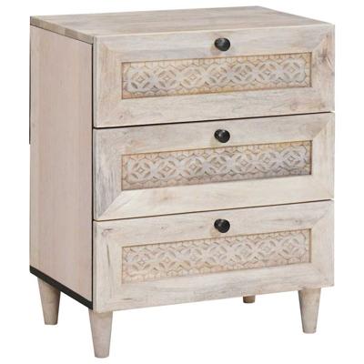 Nachtkastje met lade Beige 50 x 33 x 60 cm massief mangohout