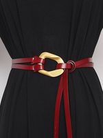 Fashionable Metal Buckle Split Leather Adjustable Double Belt