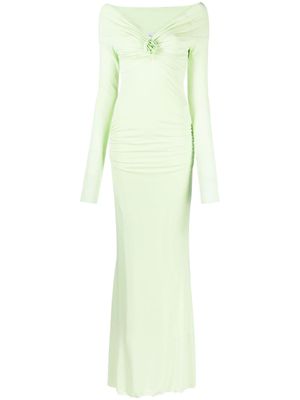 Blumarine robe longue à encolure Bardot - Vert