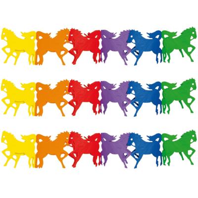 Slinger paarden - 3x - 300 cm - multi color - papier - paardenthema - verjaardag