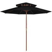 VidaXL Parasol dubbeldekker met houten paal 270 cm zwart