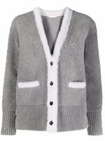 Thom Browne cardigan lainé à col v - Gris - thumbnail