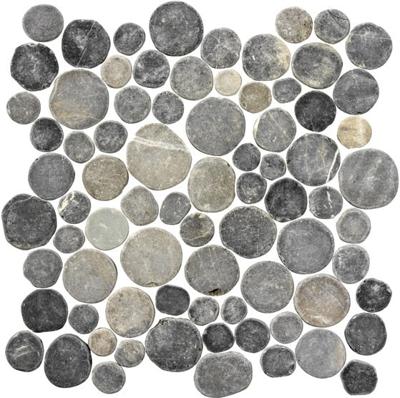 Stone Line Coins Mozaiek Tegel Round - Antracite Marmer Ongeglazuurd 300x300mm