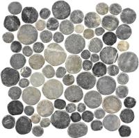 Stone Line Coins Mozaiek Tegel Round - Antracite Marmer Ongeglazuurd 300x300mm