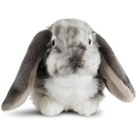 Pluche grijs/wit konijn knuffel - 30 cm - liggend - Knuffeldieren - Huisdieren