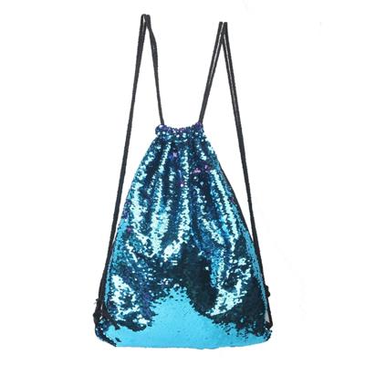 Zeemeermin glinsterende Sequin koord sport rugzak Schoudertas (blauw roze)