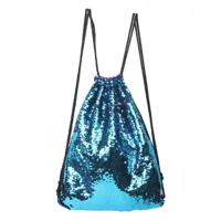 Zeemeermin glinsterende Sequin koord sport rugzak Schoudertas (blauw roze)