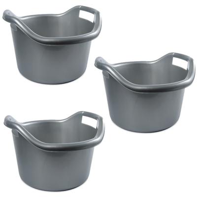Hega Hogar Schoonmaakemmer - 5x - 14 liter - zilver - kunststof - afwasteil met handvatten - 41 x 24
