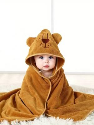 1pc Unisex Coral Fleece Bathrobe With Hooded Design, Quick Absorption, Soft And Warm, Suitable For Baby As Bath Towel, Sleepwear And Indoor/Outdoor Use In All Seasons And Scenes Love Valentine Yellow / one-size