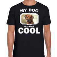 Rhodesische pronkrug honden t-shirt my dog is serious cool zwart voor heren - thumbnail