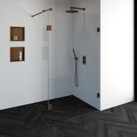 BRAUER Void inloopdouche helder glas 120x200 met 30 zijwand incl. glascoating PVD koper geborsteld GS-VOI2H12030200GK