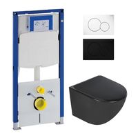 Geberit UP320 toiletset met Sanigoods Select compacte mat zwarte toiletpot inclusief zitting - thumbnail