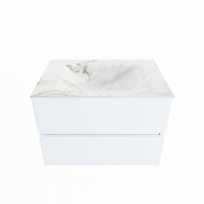 MONDIAZ VICA-DLUX 70cm badmeubel onderkast Talc 2 lades. Inbouw wastafel CLOUD midden zonder kraangat, kleur Frappe.