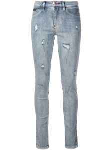 Philipp Plein jean skinny à effet usé - Bleu