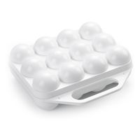 Eierdoos - koelkast organizer eierhouder - 12 eieren - wit - kunststof - 20 x 19 cm   - - thumbnail
