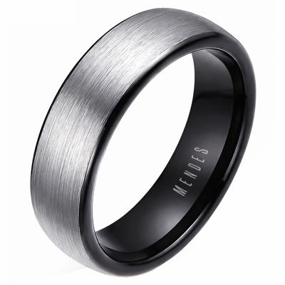 Wolfraam ring geborsteld zilver met Zwart-20mm Wolfraam ring geborsteld zilver met Zwart-20mm