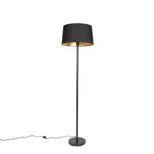 QAZQA Smart vloerlamp zwart met zwarte kap 45 cm incl. Wifi A60 -