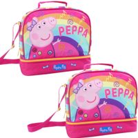 Set van 2x stuks kleine koeltassen voor lunch roze met Peppa Pig print 27 x 13 x 24 cm 8 liter Set van 2x stuks kleine koeltassen voor lunch roze met Peppa Pig print 27 x 13 x 24 cm 8 liter