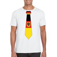 Supporters T-shirt - wit - met vlag Duitsland kleuren stropdas - heren - korte mouw