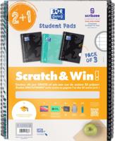 Oxford School collegeblok, ft A4+, gelijnd, 23-gaats, 80 vel, assorti, 2+1 gratis, Scratch & Win