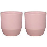 Set van 2x plantenpot/bloempot keramiek mat lichtroze - D12/H11 cm