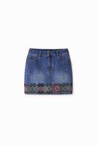 Denim minirok met sierranden - BLUE - 42