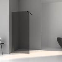 Aqua Splash AQS Inloopdouche Pro Line Rookglas 8 mm Nano Coating Mat Zwart Profiel en Stang - Proline 80x200 cm Mat Zwart Profiel