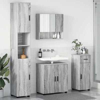 Badkamermeubelset met lade 4 pcs Grijs sonoma 61 x 35 x 64 cm