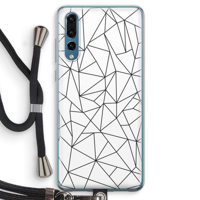 Geometrische lijnen zwart: Huawei P20 Pro Transparant Hoesje met koord