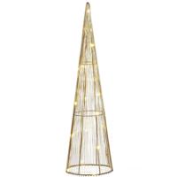 Mica Decorations LED kegel - kerstboom lamp - goud - polyester/metaal - H50 cm