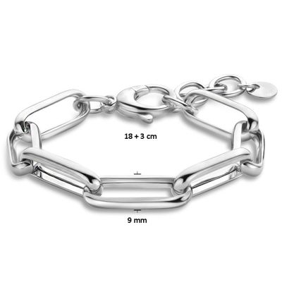 Armband Paperclipschakel zilver 9 mm 18-21 cm