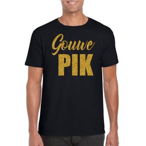 Gouwe pik fun tekst t-shirt / kleding met gouden glitters op zwart voor heren