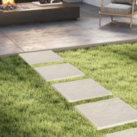 Stapstenen voor Tuin Set van 8 Tegels 40 x 40 cm Polypropyleen Stenen Tegels voor Gazon Tuinpaden Beige