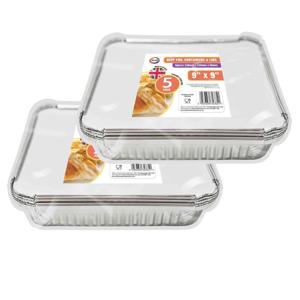 Meal prep - voedsel bewaar bakjes - Aluminium - 10x - 23 x 23 x 5 cm - met deksels