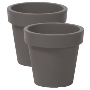 4x stuks basic plantenpot/bloempot kunststof dia 13.5 cm/hoogte 12 cm steengrijs