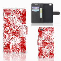 Telefoonhoesje met Naam Huawei Ascend P8 Lite Angel Skull Rood