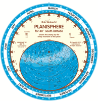 Sterrenkaart - Planisfeer 40 graden zuiderbreedte (engelstalig) | Rob Walrecht Productions