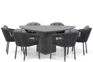 Santika Novita/Graniet 170 cm triangel dining tuinset 7-delig