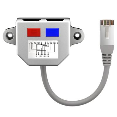 RJ45 kabelsplitter - CAT6a T-koppelstuk - LSA/LSA - 500MHz - voor internetkabels - ethernet kabel - CAT kabel - Grijs